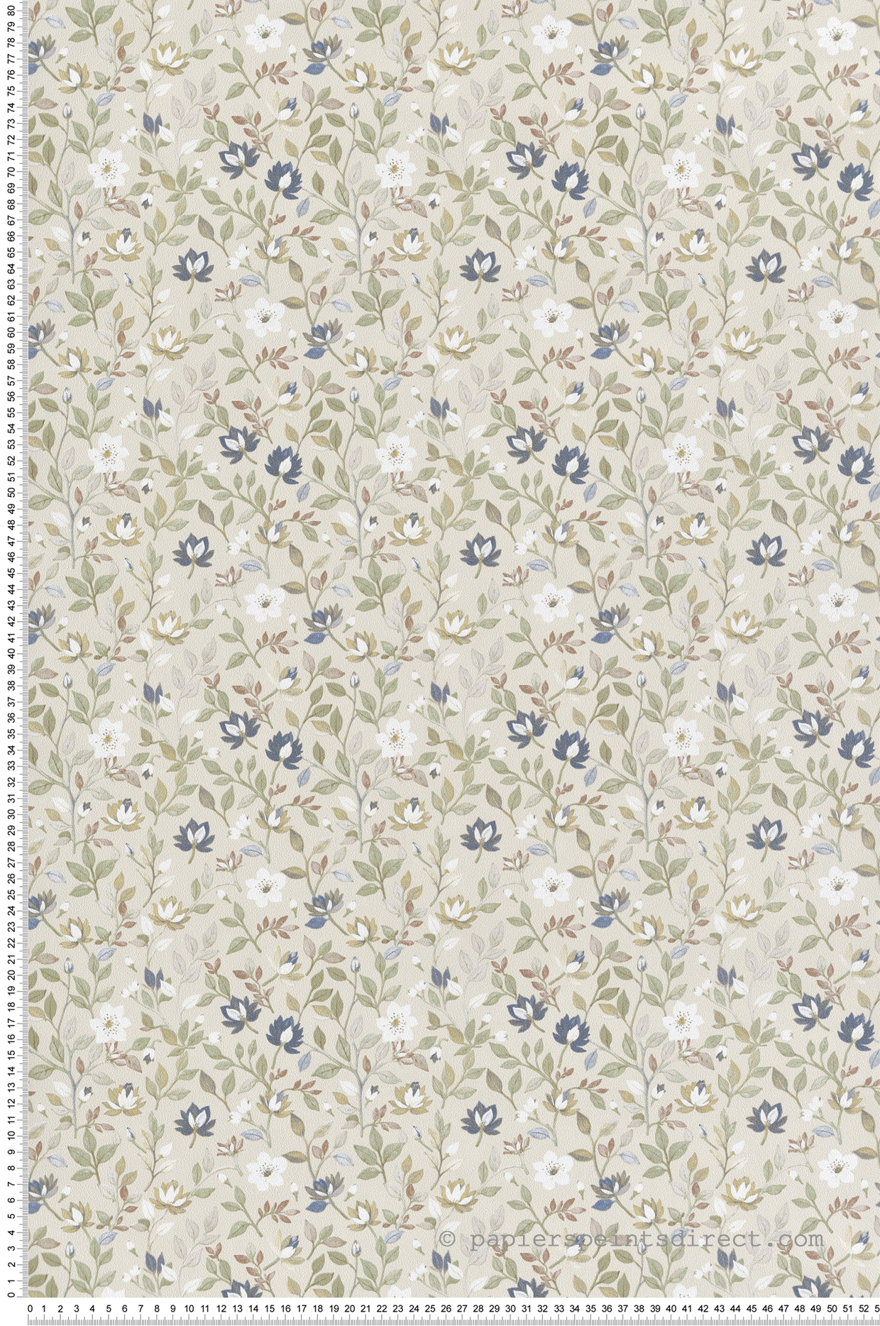 Papier peint Fleuri Allover Charme beige bleu - Garden Party 2 de Montecolino | Réf. MC-8353