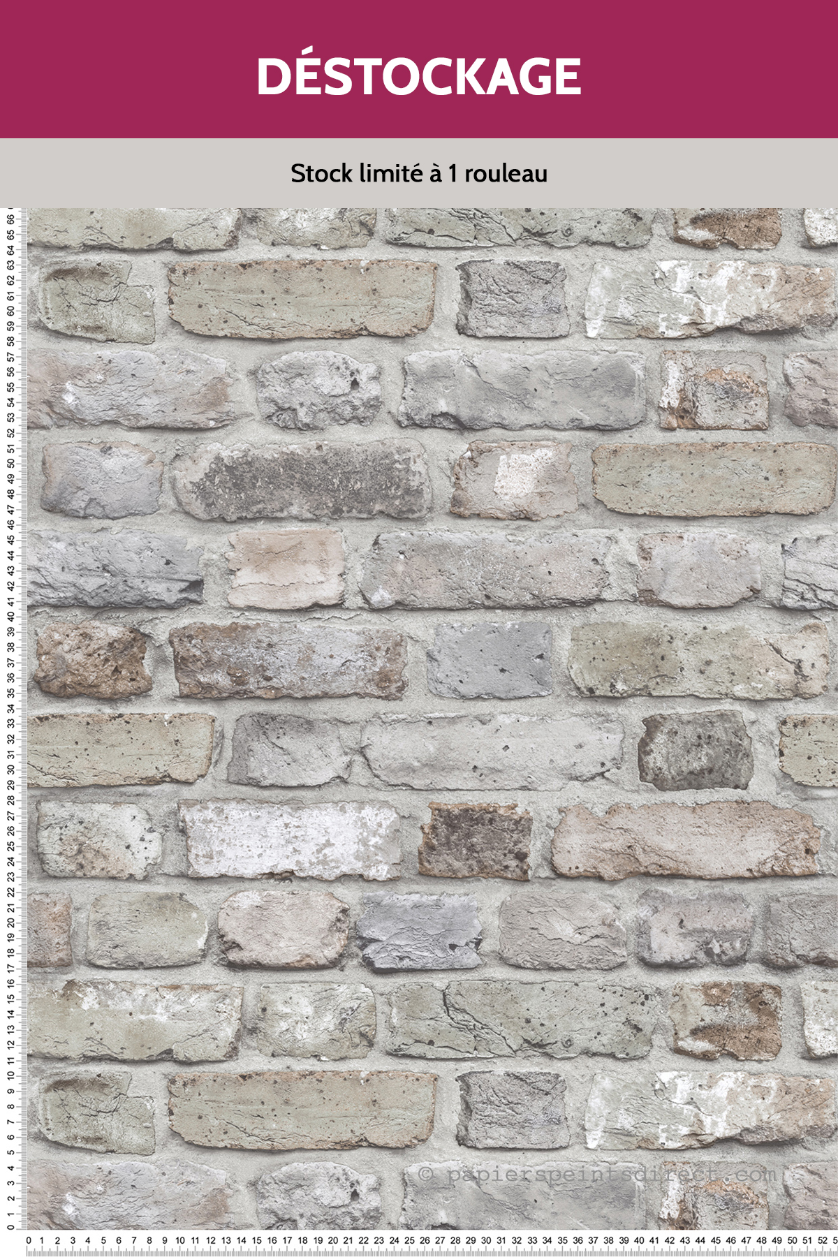 Papier peint Destockage - Mur de briques vert de gris - Authentic 2