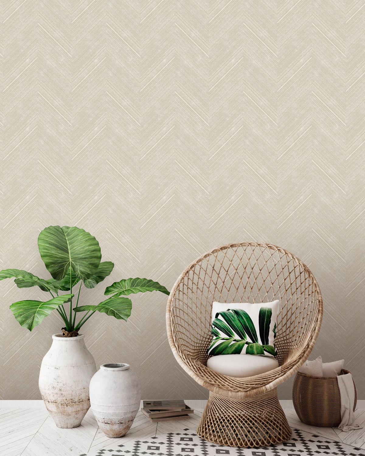 Papier peint Tissage Chevron grège - Shamal de Montecolino | Réf. MC-NHW1019