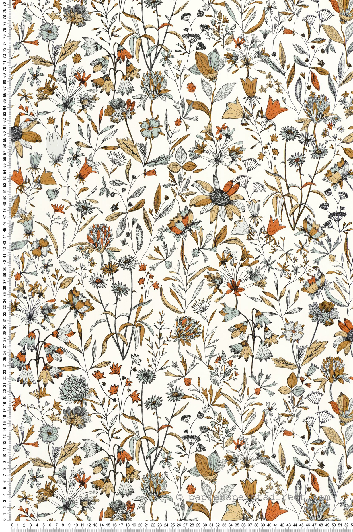 Papier peint Fleur Jardin de Giverny blanc terracotta - Art of Botany de Casélio | Réf. AOB103000325