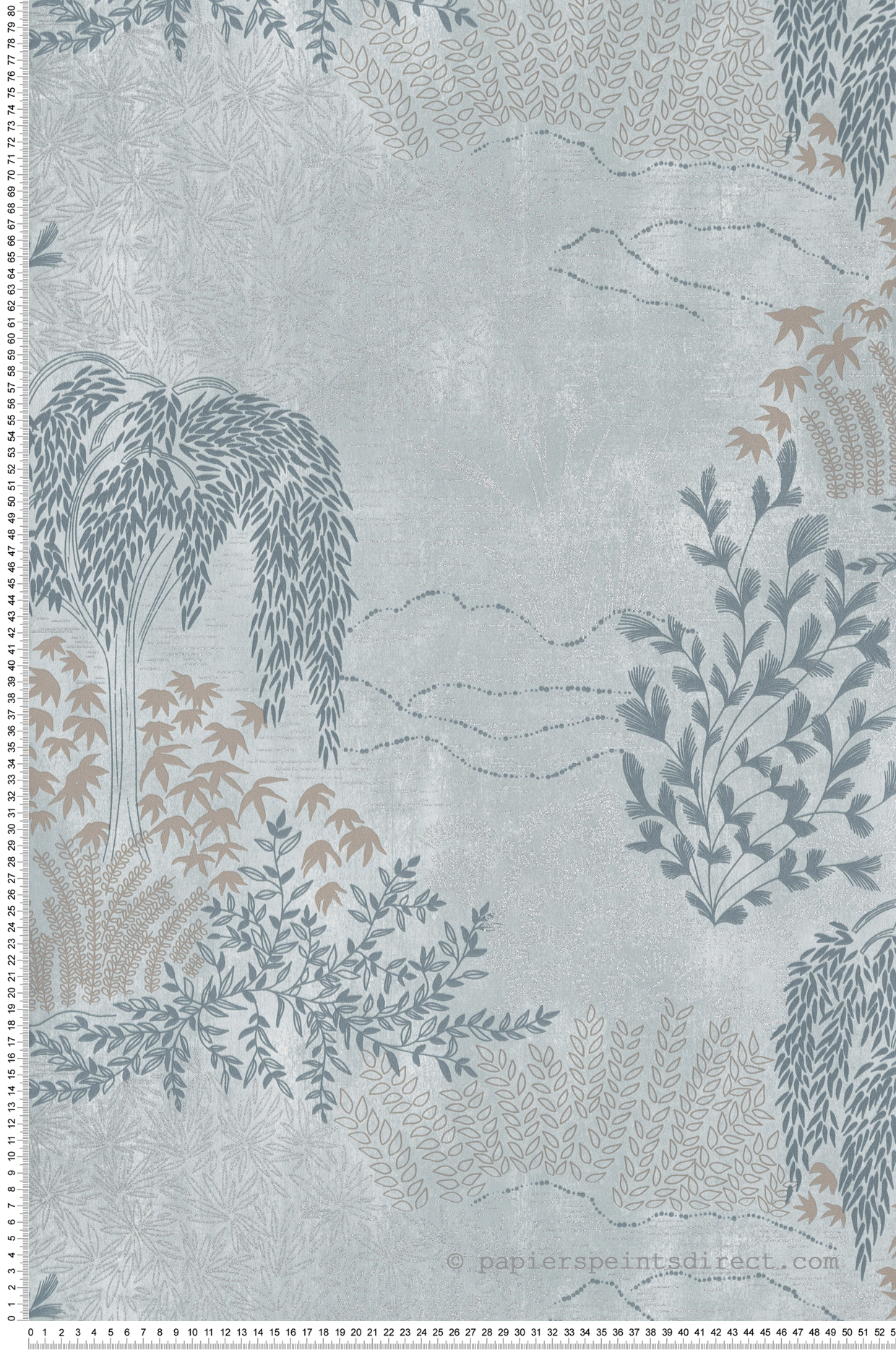 Papier peint Jardin Japonais vert opaline taupe argenté - Cuisines & Bains de Lutèce | Réf. LTC-51231711