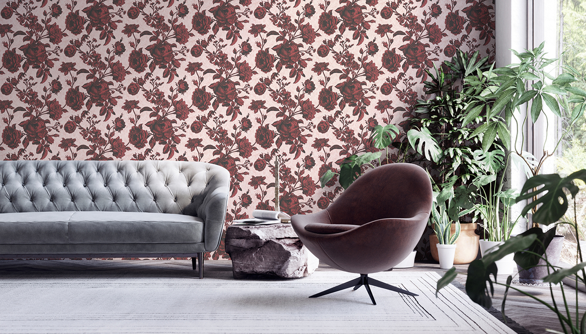 Papier peint Charme Fleur rose et rouge - My Home My Spa d'A.S. Création | Réf. SP15882