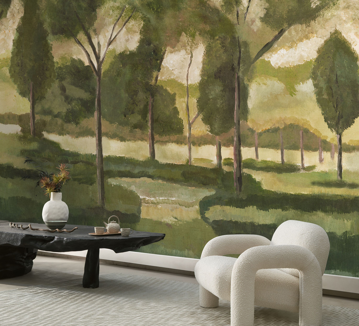Papier peint panoramique Paysage à l'Orée du Bois L vert 400X310 - Riverside 4 de Casadéco | Réf. RIVI89587512