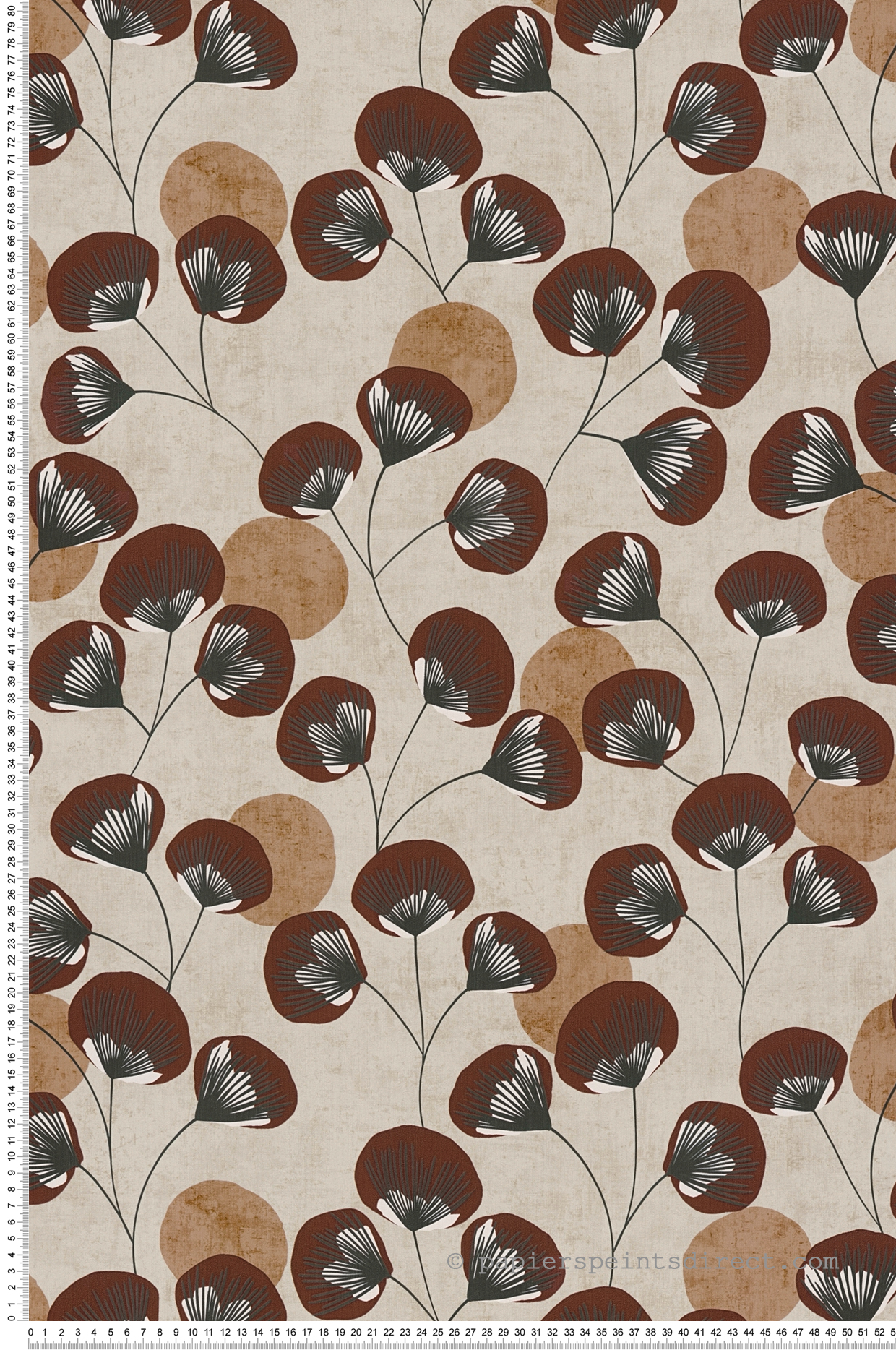 Papier peint Végétal Rétro Aster brun - Nordic Feeling d'A.S. Création