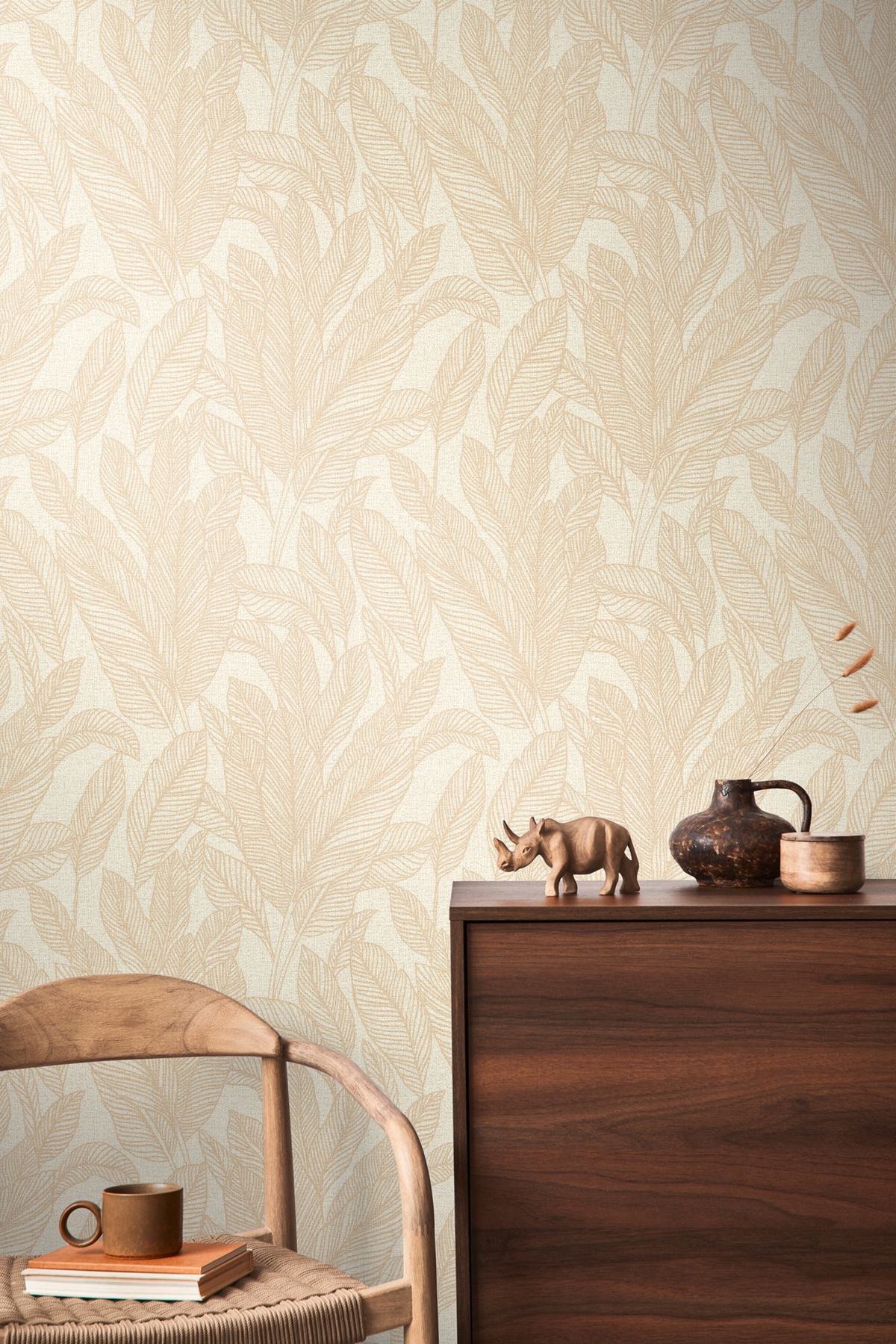 Papier peint Feuille Golden Fern beige doré - Cosmoliving d'A.S. Création AMB2 | Réf. AS-790642