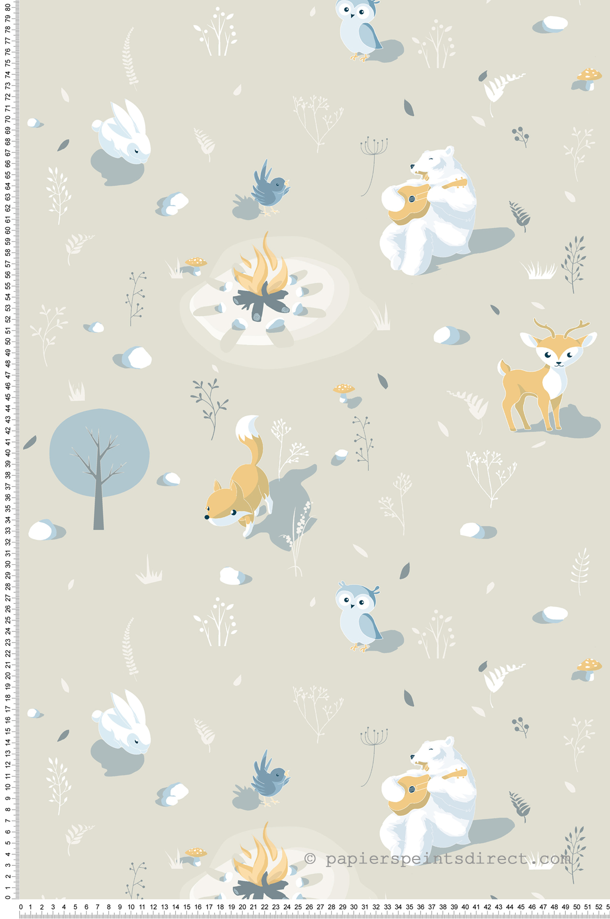 Papier peint Animaux de la Forêt beige - La belle histoire d'Ugépa | Réf. UGP-L31307