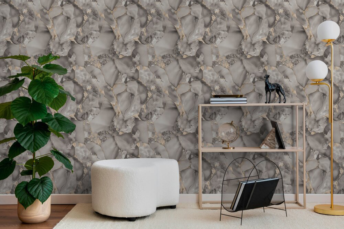 Papier peint Marbre Précieux gris doré - Pintwalls 3 d'A.S. Création AMB2 | Réf. AS-790791