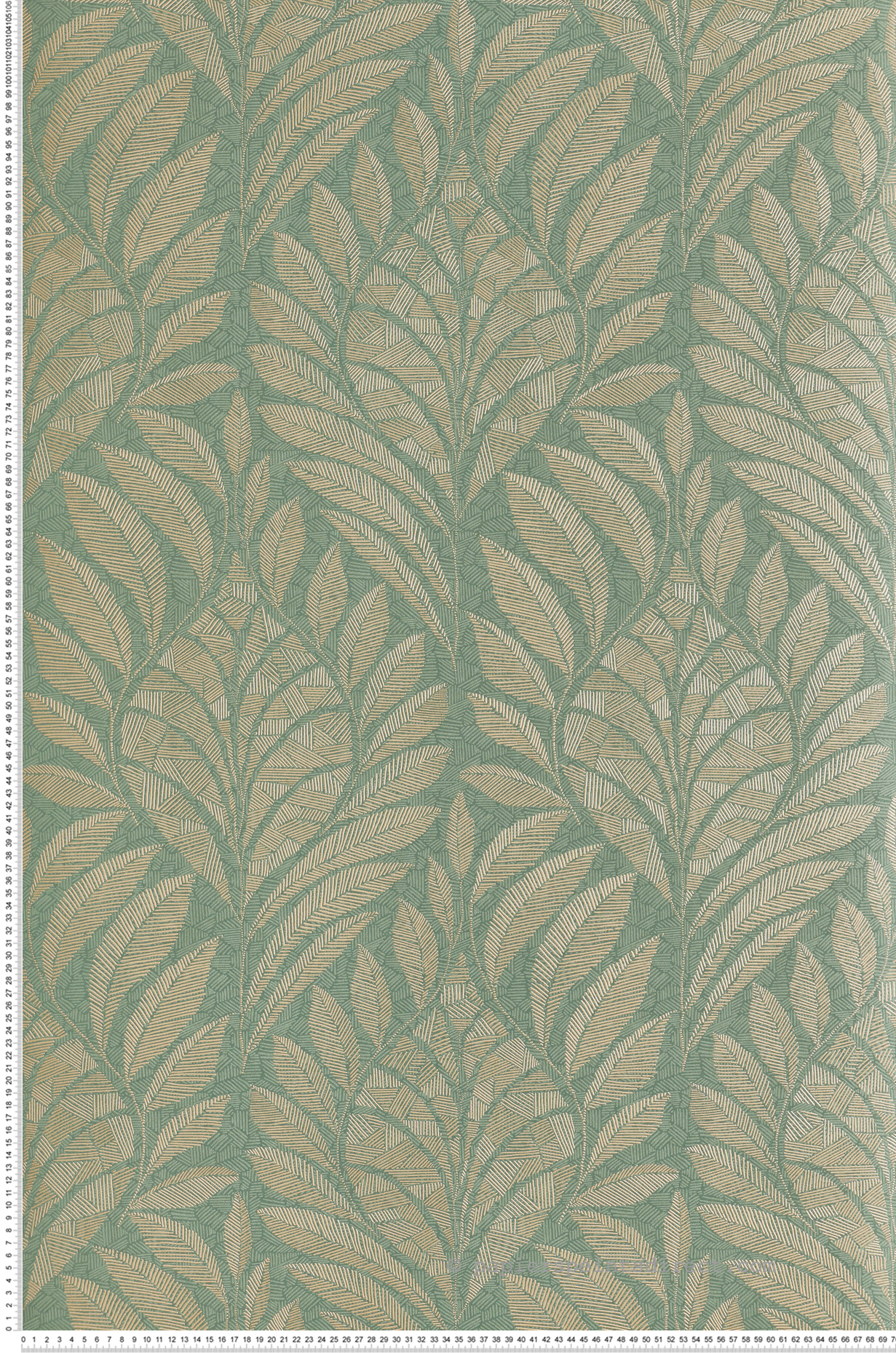 Papier peint Feuillage Tropical Gustav vert de gris doré - Isadora de Casamance | Réf. CAS-A74772752