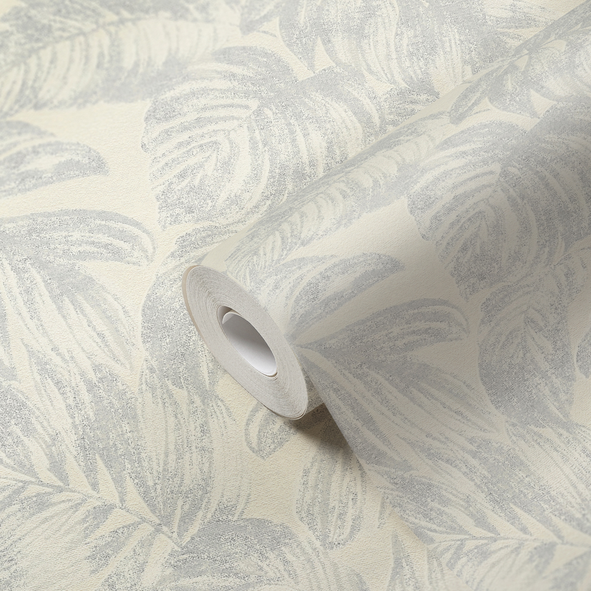 Papier peint Feuille Palme ivoire argenté - Casual Living d'A.S. Création AMB5| Réf. AS-393403