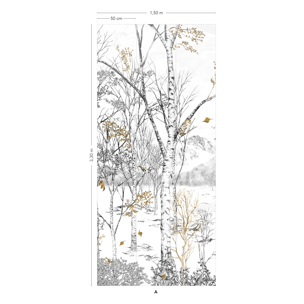 Papier peint panoramique Forêt Nunavut Doré A - 1/2/3 - Isidore Leroy