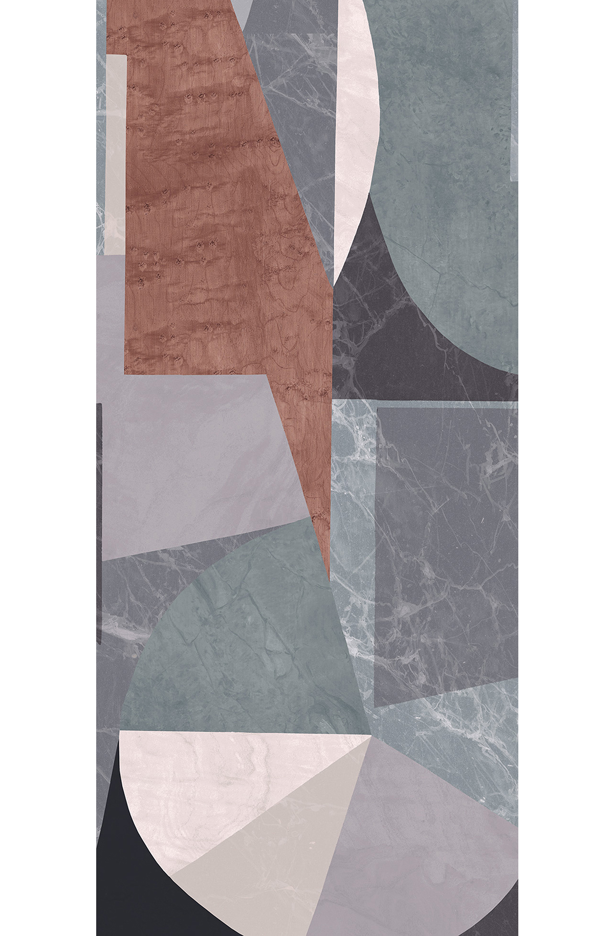 Papier peint panoramique Géométrique Pierre Palazzi gris - A H260 - Rock de Masureel | Réf. MAS-DGROC1031-260