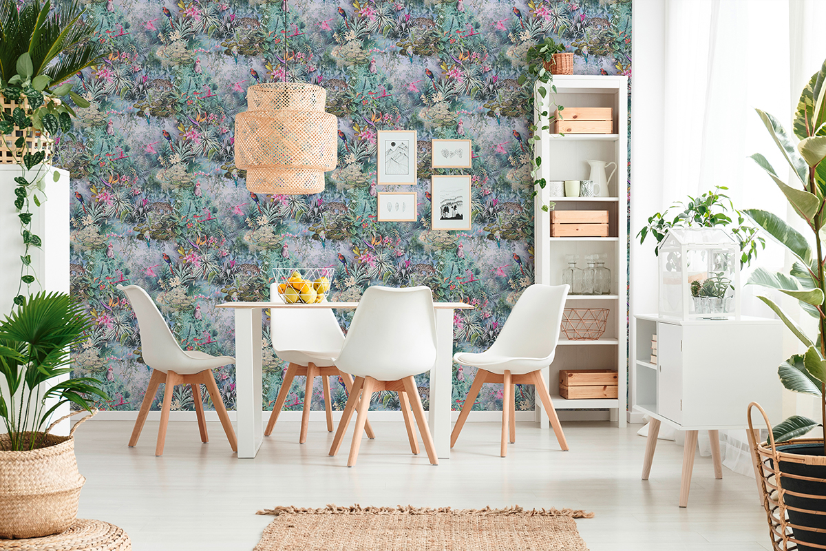 Papier peint Jardin et Perroquet vert et rose - Dream Flowery de Architects Paper | AMB Réf. 38179-1