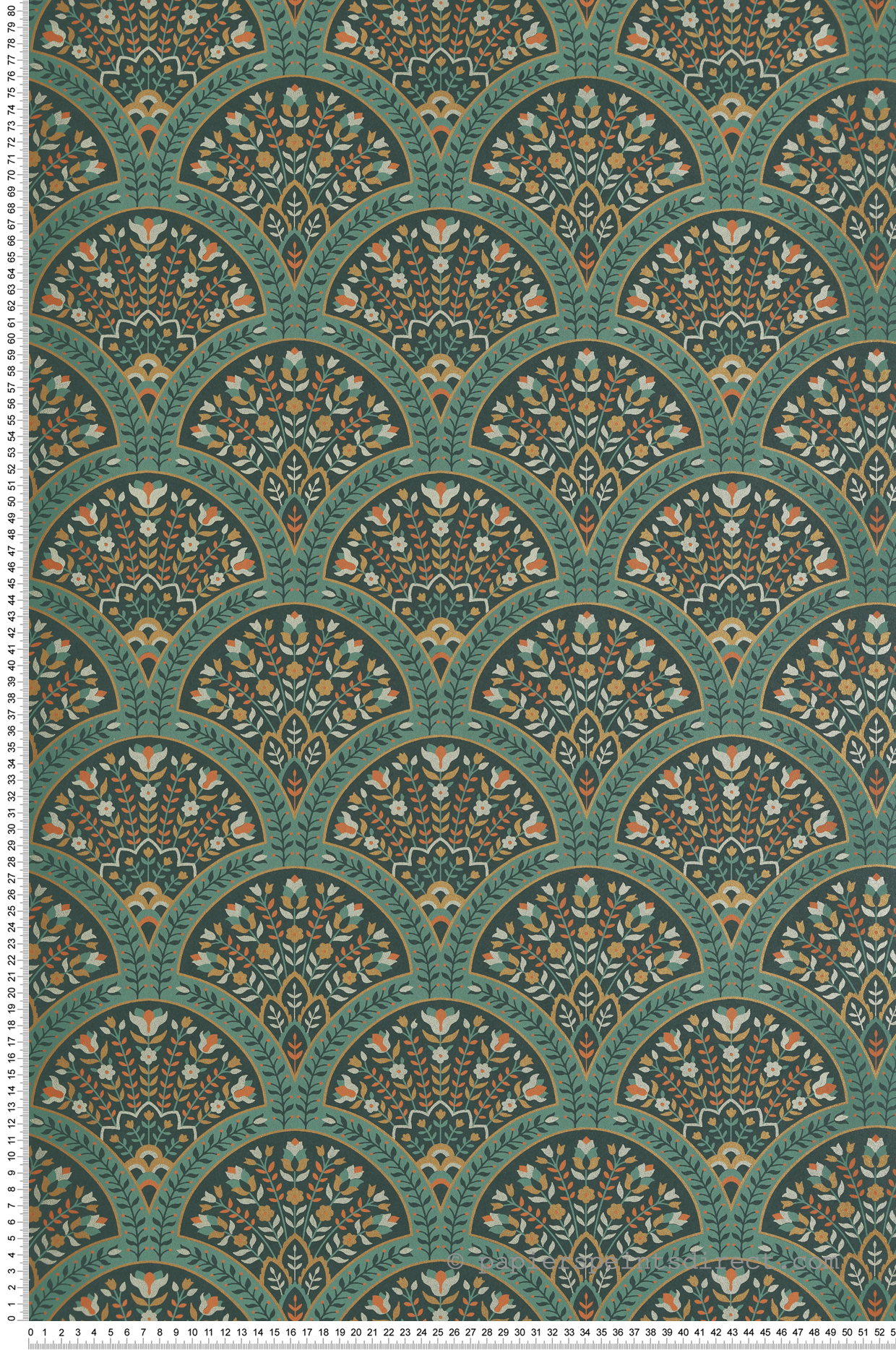 Papier peint Art Déco Wallace vert canopée irisé - Heritage de Casadéco | Réf. HETA201197433