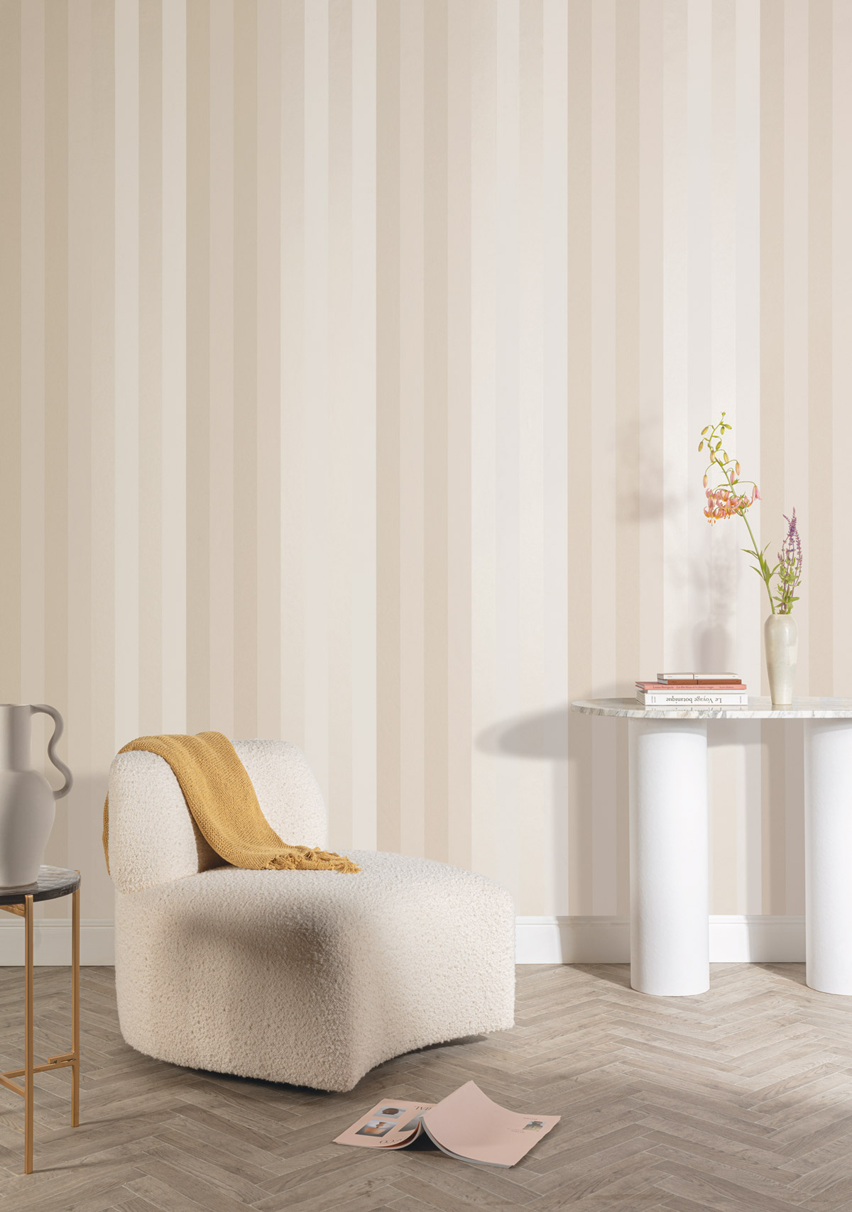 Papier peint Rayure Irisée Infinitus beige nacré - Romance de Masureel | Réf. MAS-ROM501