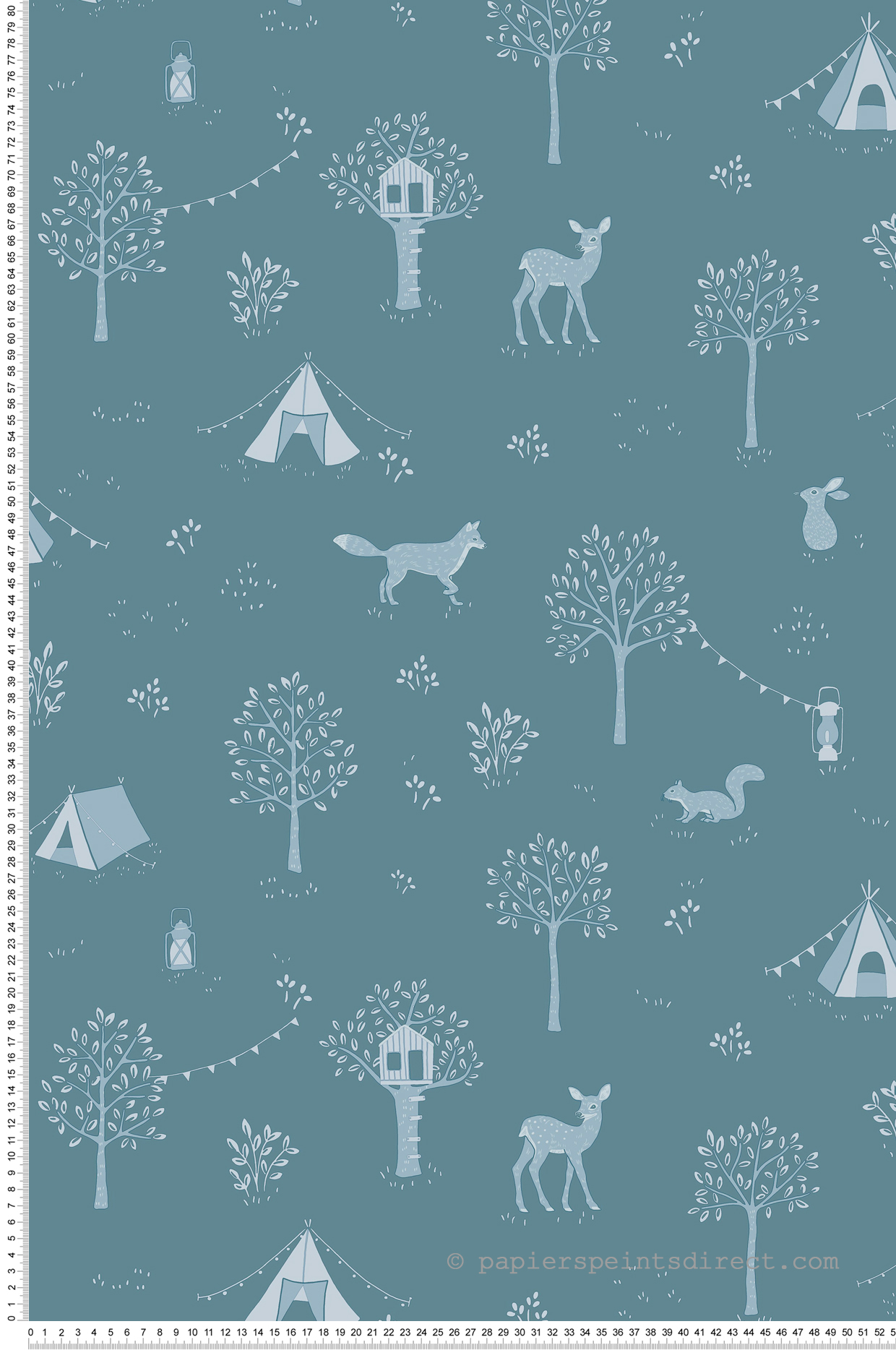 Papier peint Forêt Animaux Scouty bleu marine - Happy Kids Club de Casélio | Réf. HKC107666641
