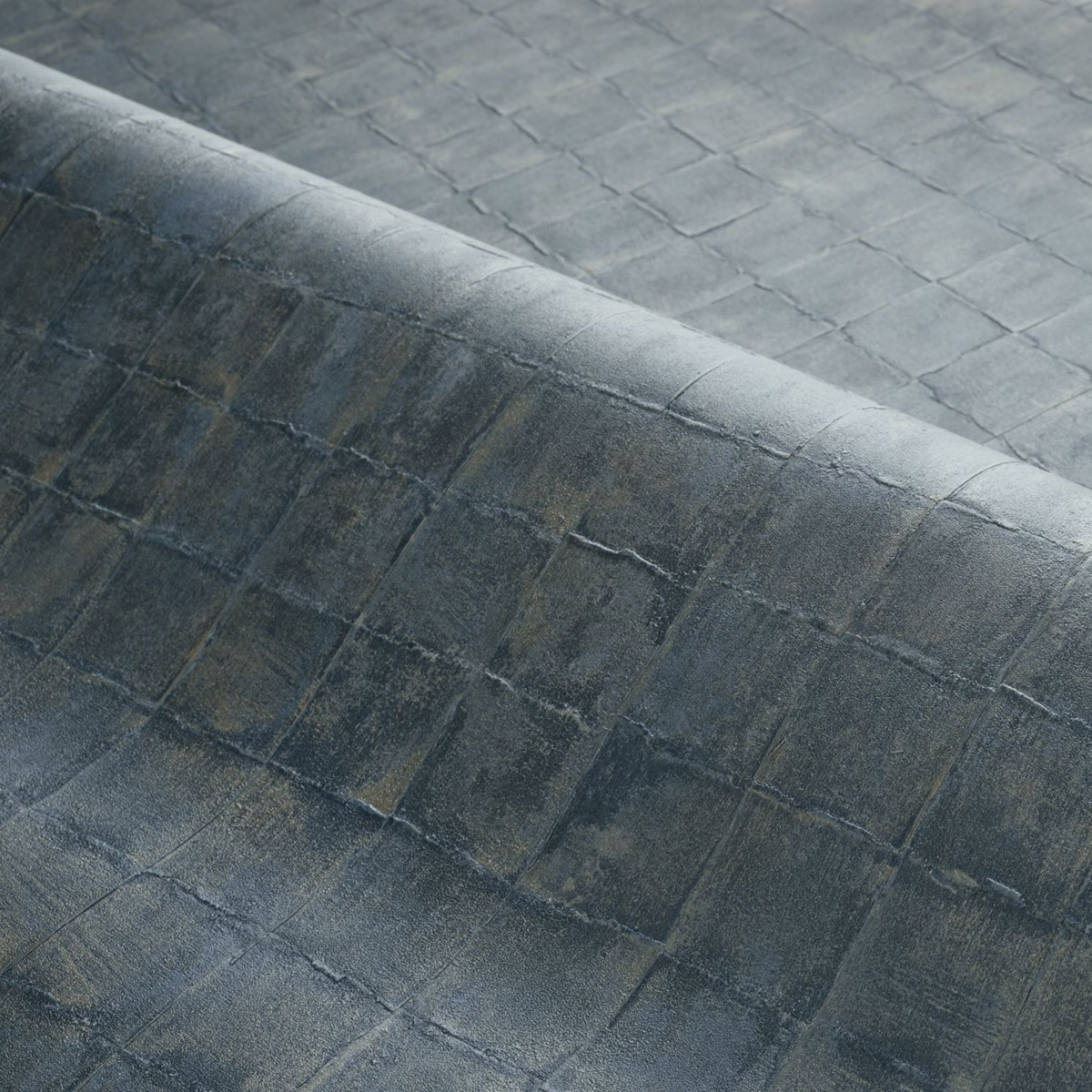 Papier peint Carreaux Faenza bleu argenté - Cérame de Casamance AMB3| Réf. CAS-76080814