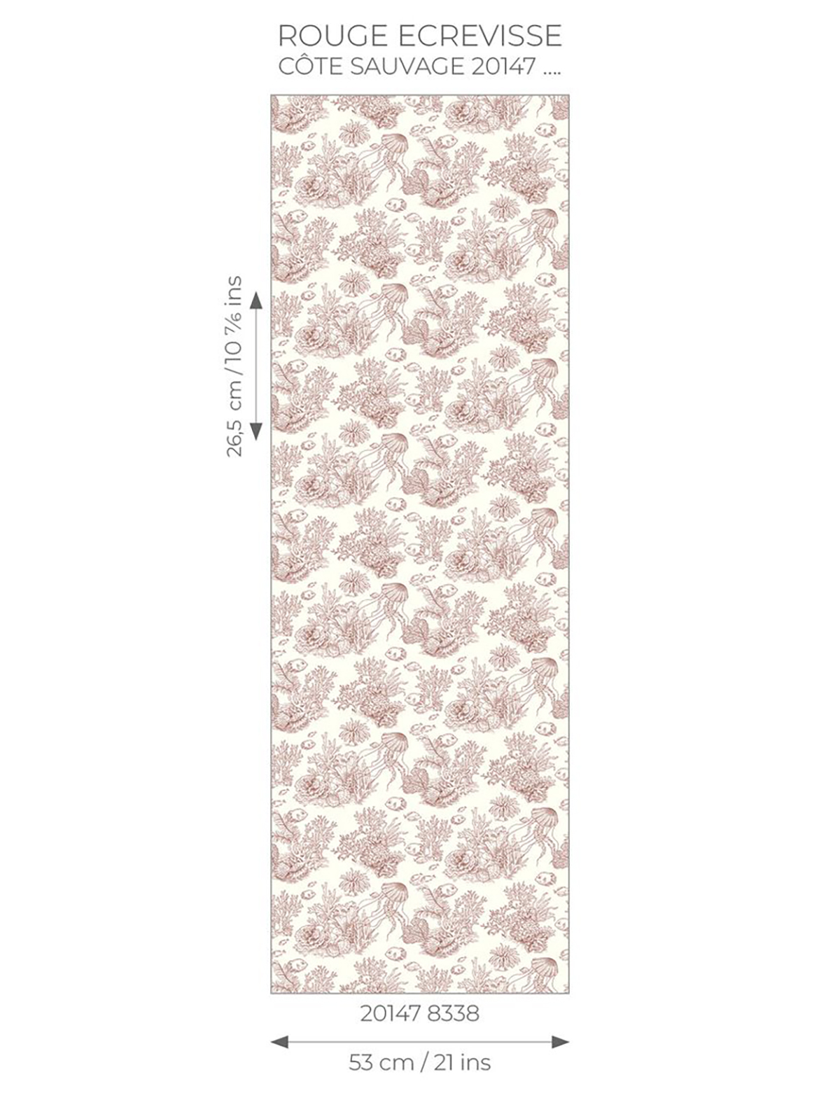 Papier peint Toile de Jouy Marin Côte Sauvage rouge - Seaside de Casadéco AMB7 | Réf. SEAS201478338