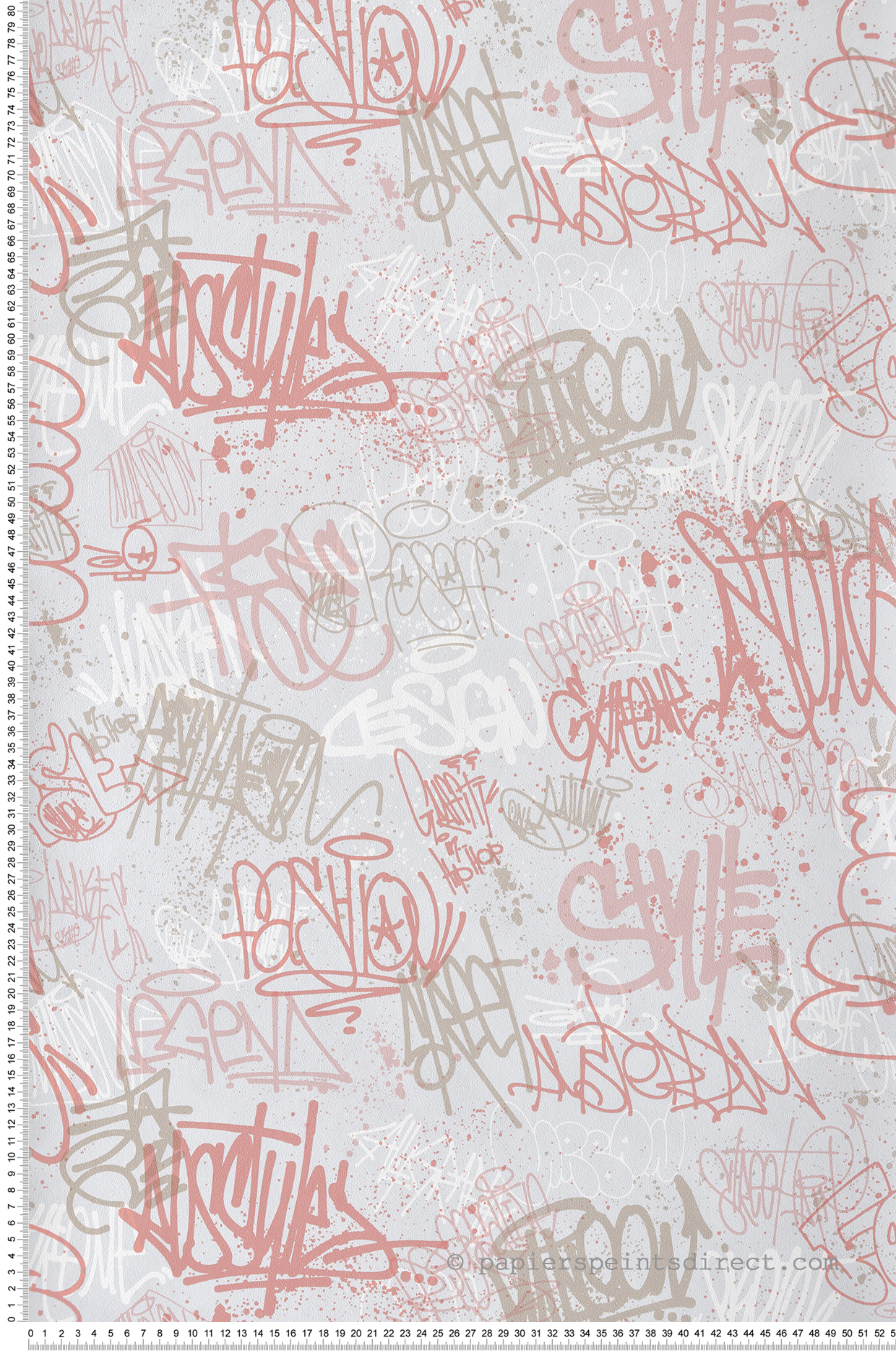 Papier peint Tags Urbains rose et gris - La belle histoire d'Ugépa | Réf. UGP-M51303
