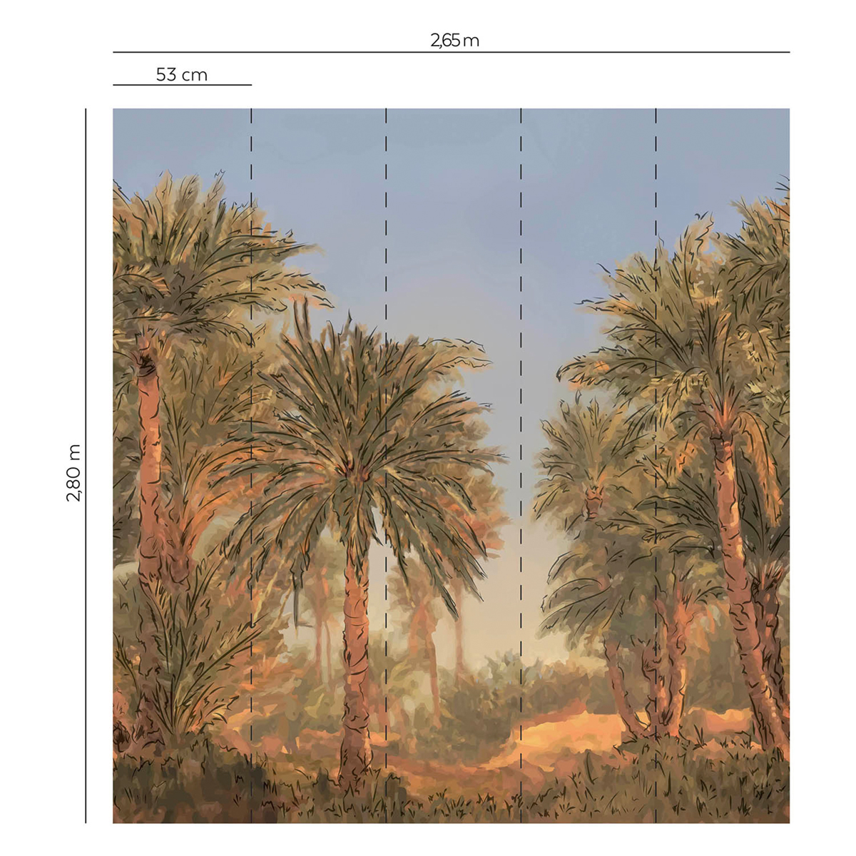 Papier peint panoramique Palmeraie Oasis vert ocre - Bensimon 3 de Lutèce | Réf. LTC-51233708