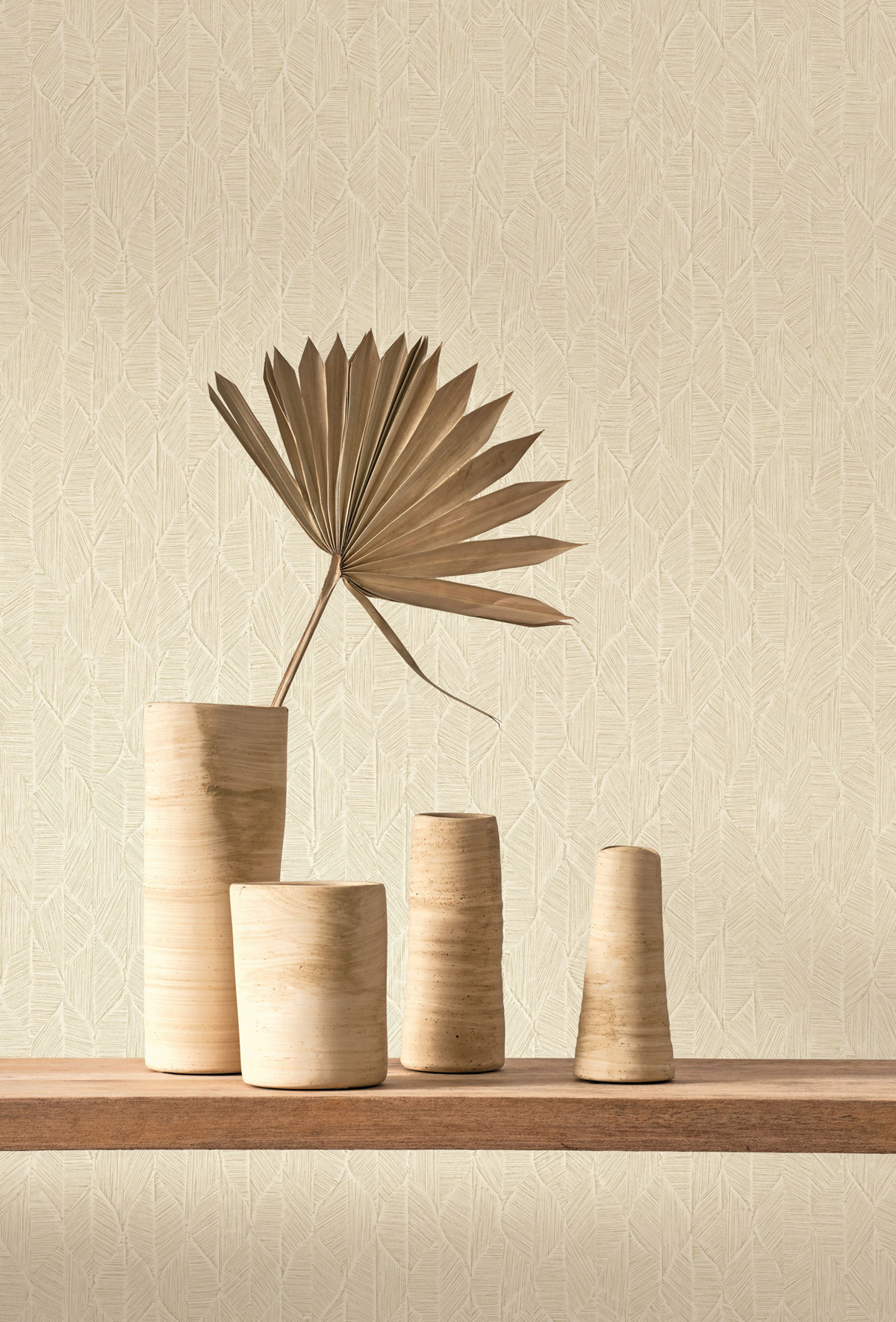 Papier peint Feuille Art Déco Tarrazu écru - Vegetals de Casadéco | Réf. VEGE201271202