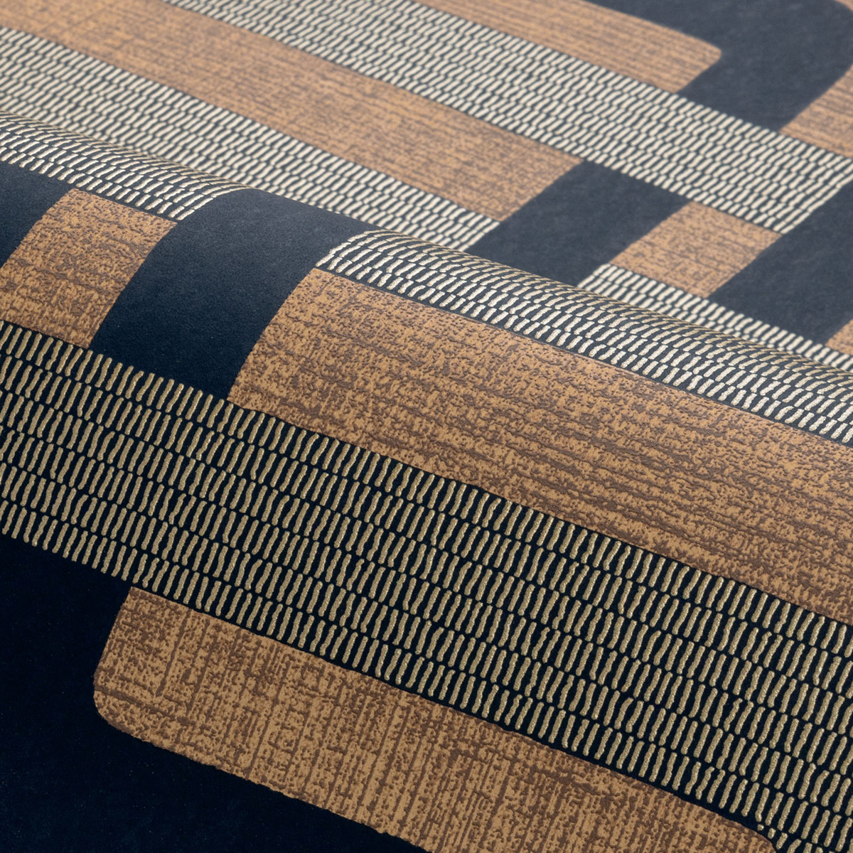 Papier peint Géométrique Rétro Matjara noir doré - Tressora de Casamance | Réf. CAS-76933160