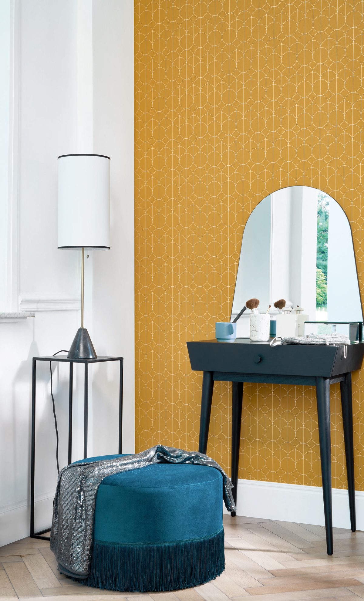 Papier peint Géométrique Reflet safran - 1930 de Casadéco | Réf. MNCT85692323