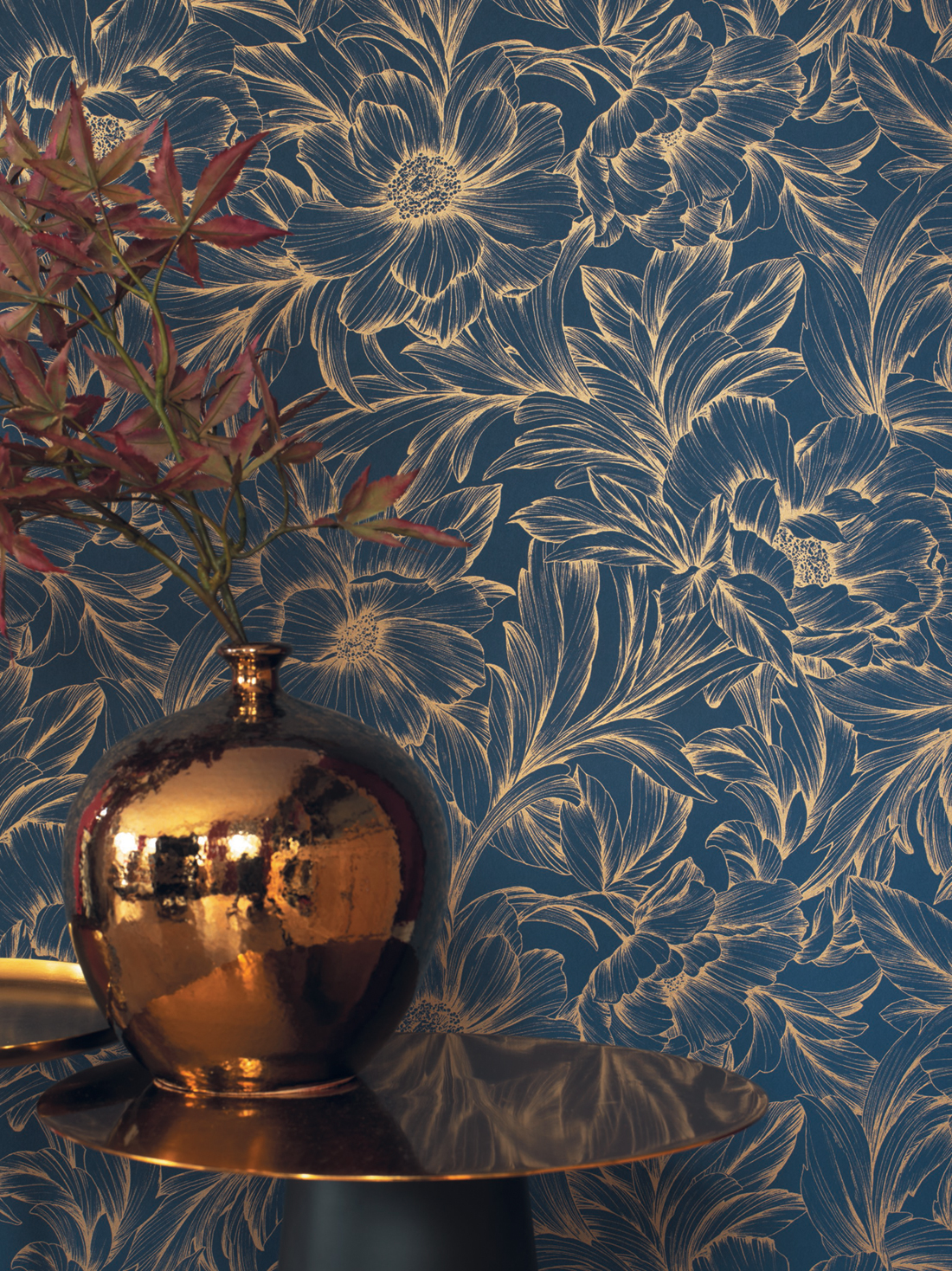 Papier peint Pivoines bleu - Florescence de Casadeco | Réf. FLRE82356515