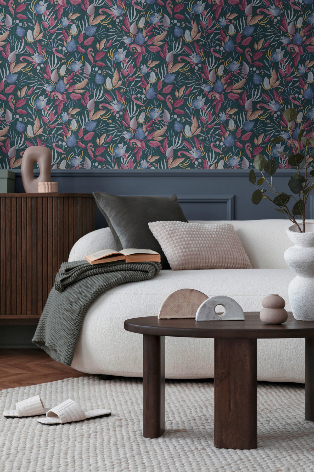 Papier peint Floral Still Bloom pétrole - Cosmoliving d'A.S. Création AMB2 | Réf. AS-790623