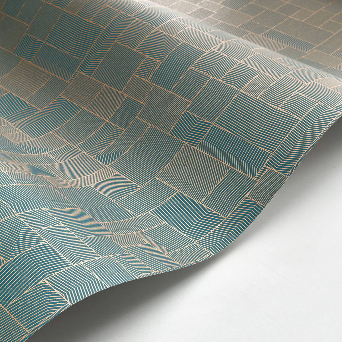 Papier peint Kensai bleu canard doré - Kyoto de Casadéco AMB3 | Réf. KYTO88766755