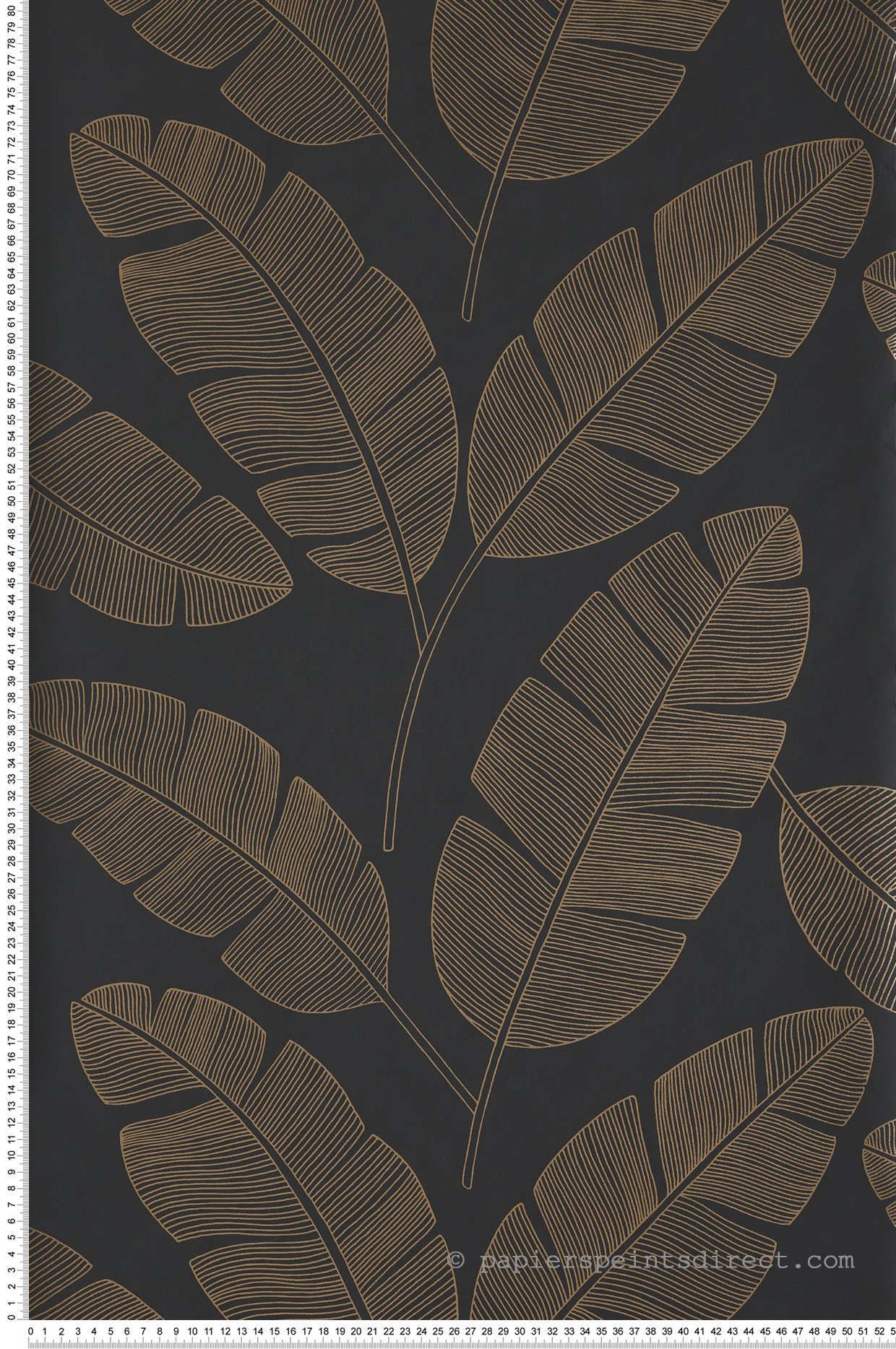 Papier peint tropical Feuilles Banana tree noir/doré - Moonlight de Casélio | Réf. MLG101102090