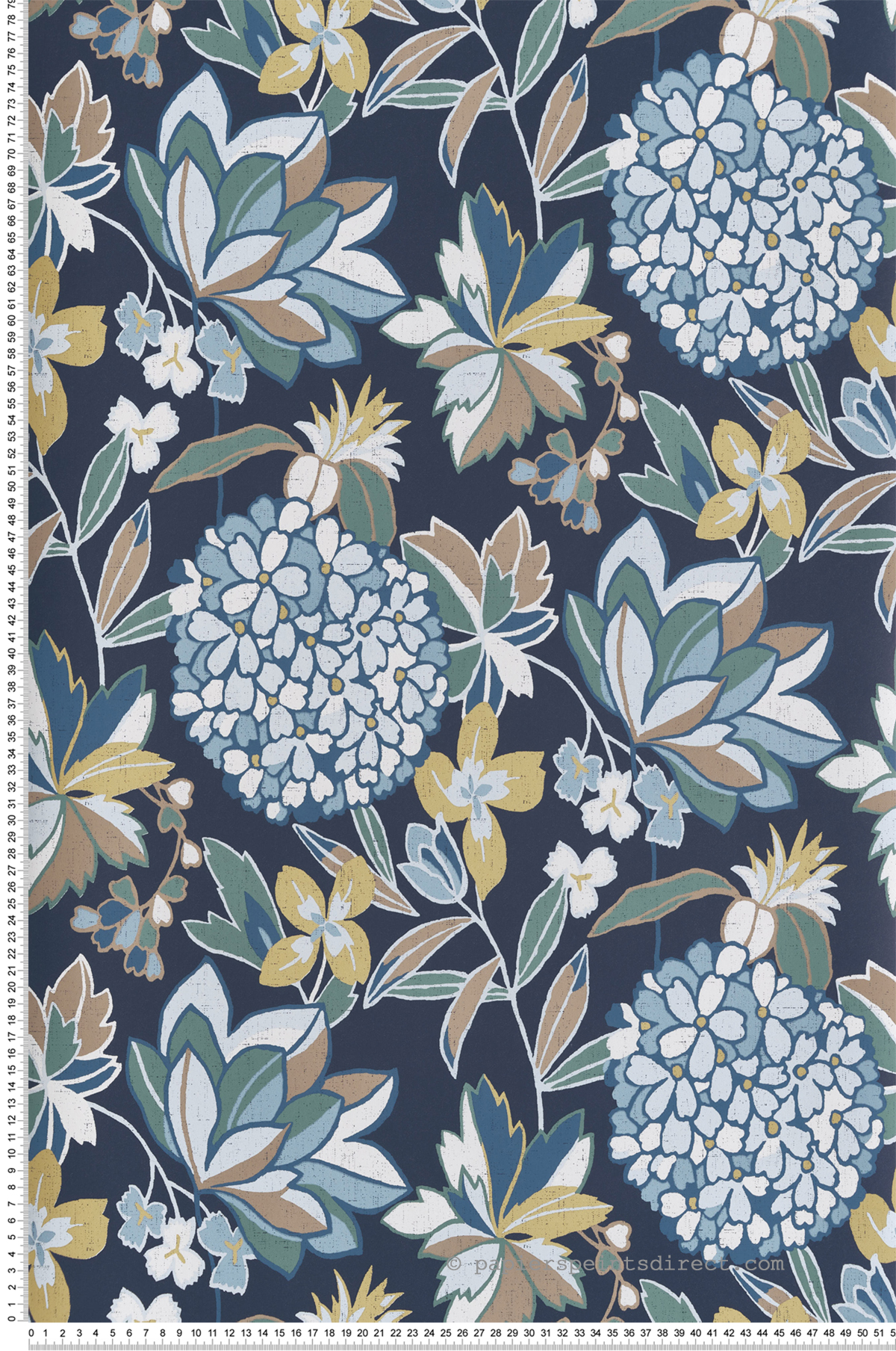 Papier peint Floral Valdivian bleu marine - Harmony de Lutèce | Réf. LTC-FD27228