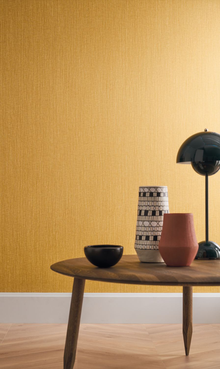 Papier peint toile Goa jaune moutarde- Ceylan de Casamance | Réf. CAS-74512448