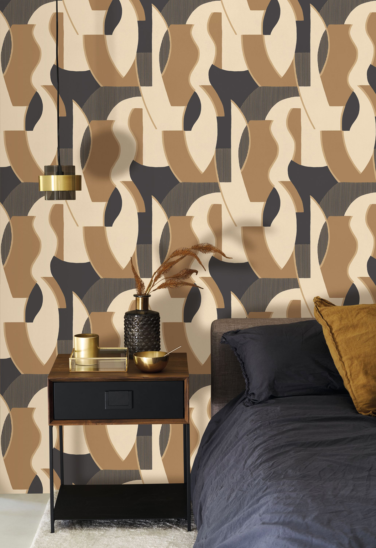 Papier peint Vagues Concept noir doré - Milano Sixties de Casadéco | Réf. MISI89339404
