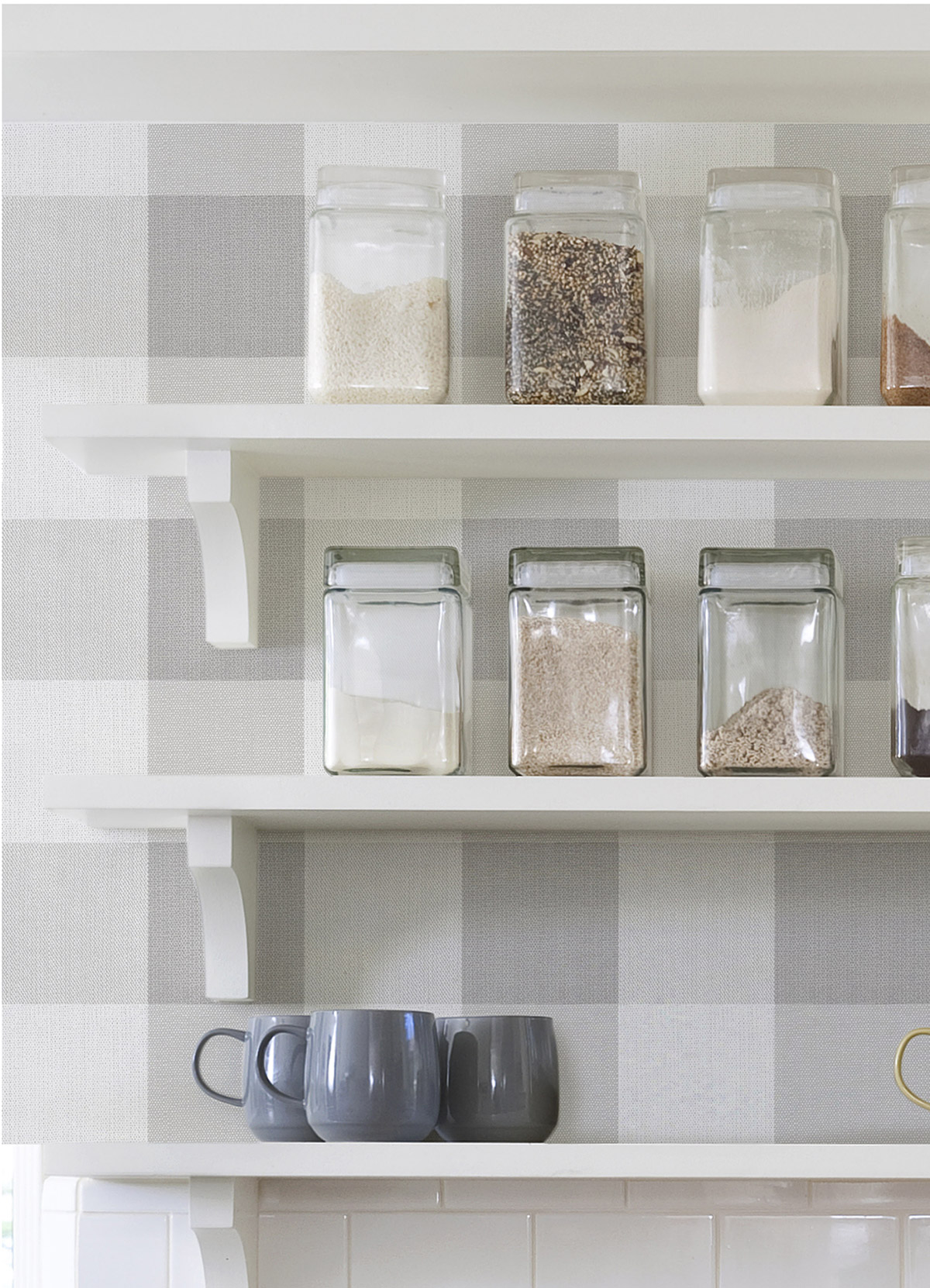 Papier peint adhésif Vichy Carreaux Plaid gris - Les Adhésifs de Lutèce AMB2| Réf. LTC-NU3671