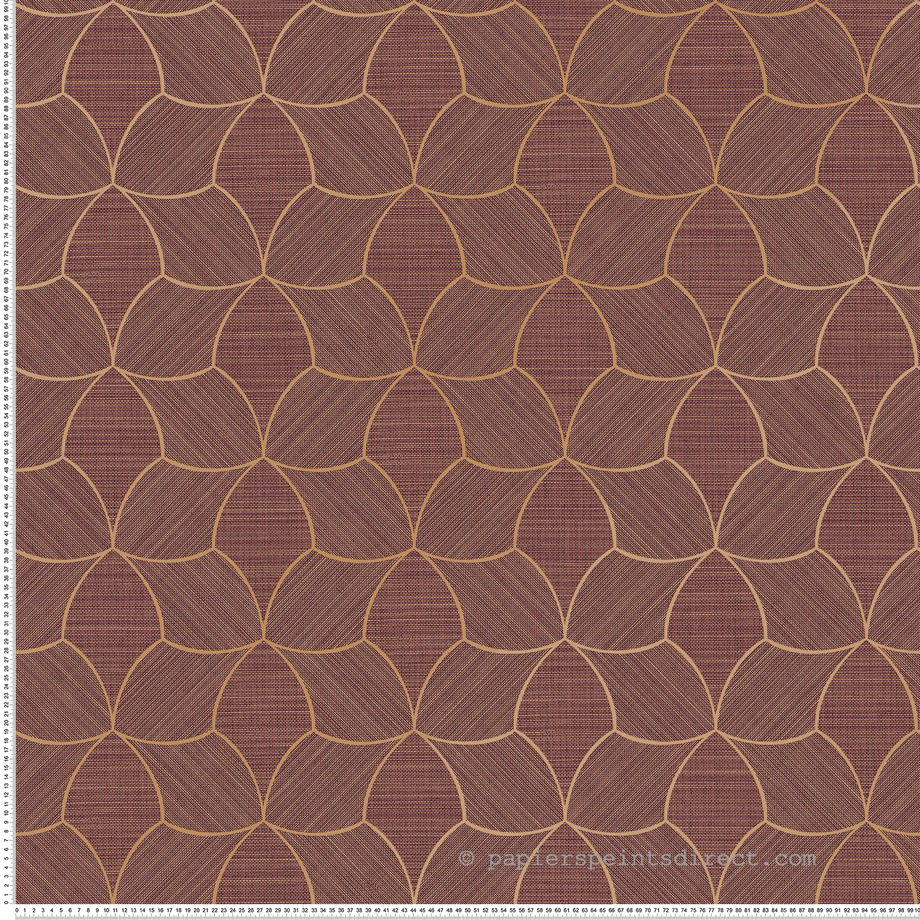 Papier peint Écailles Géométriques Tressana pourpre doré - Tressora de Casamance | Réf. CAS-76943976