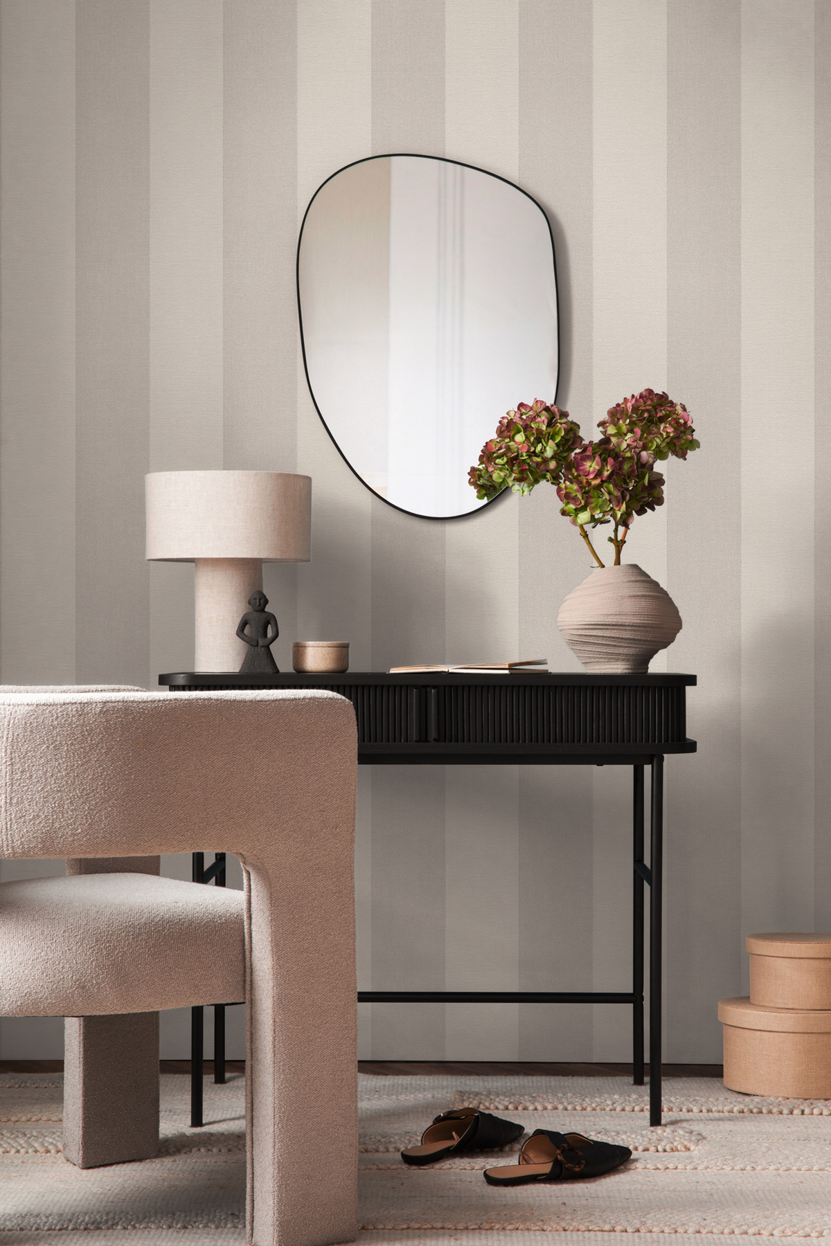 Papier peint Rayure Verticale gris souris - Pure Elegance d'A.S. Création AMB3 | Réf. AS-397973