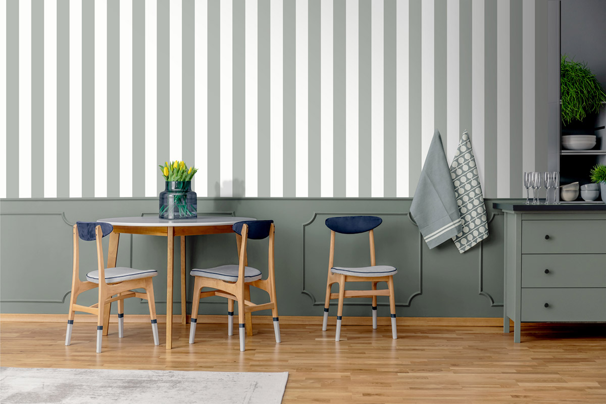 Papier Peint Rayure Classique vert de gris - Flora d'Ugépa | Réf. UGP-A83704