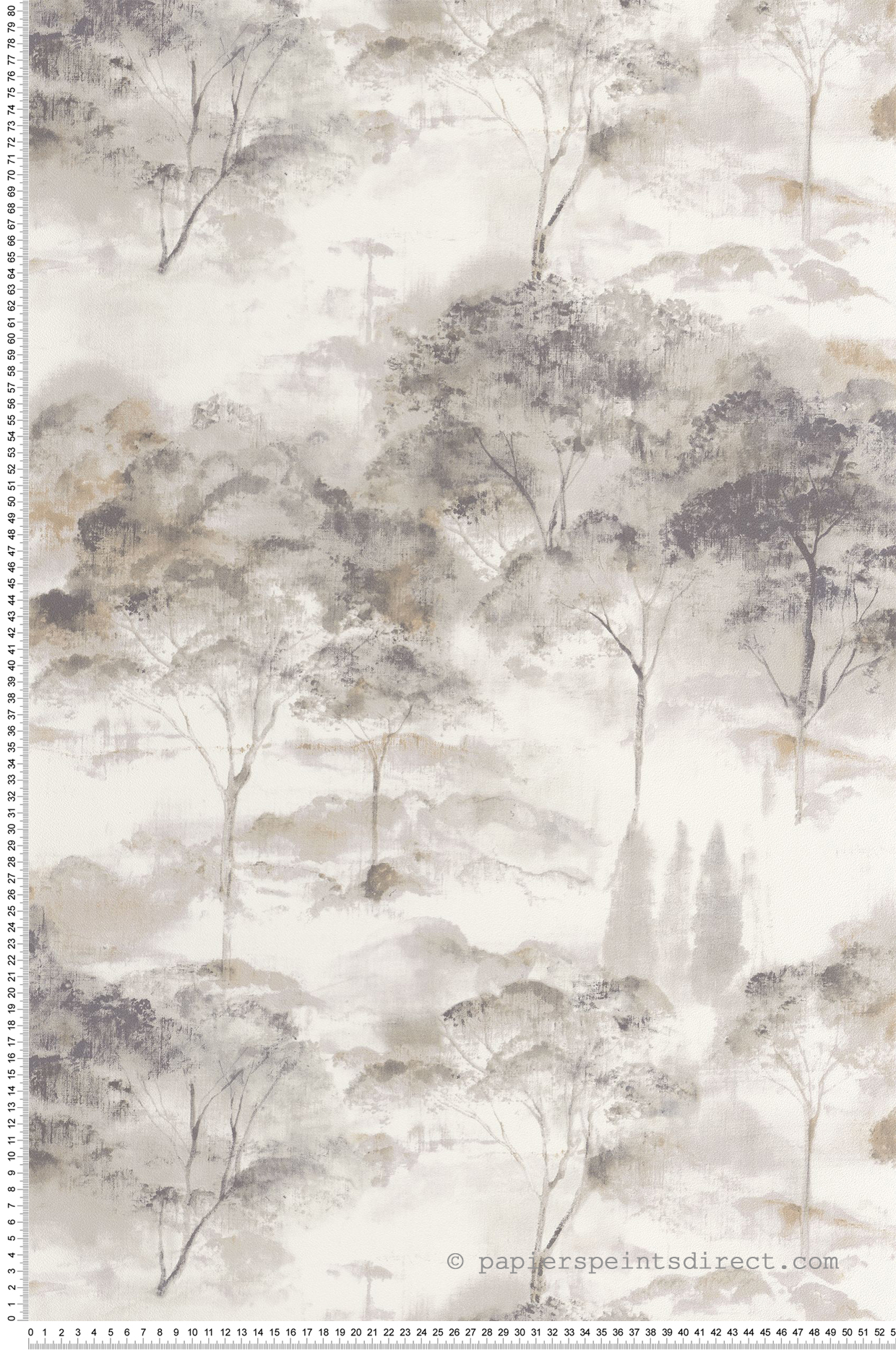 Papier peint Arbre Forêt Sila blanc gris ocre - Riverside 4 de Casadéco | Réf. RIVI89552387