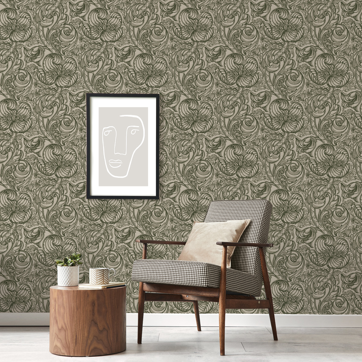 Papier peint Entrelacs Tulipe Lys vert - The Wall Llewelyn-Bowen de Lutèce | Réf. LTC-LB25111