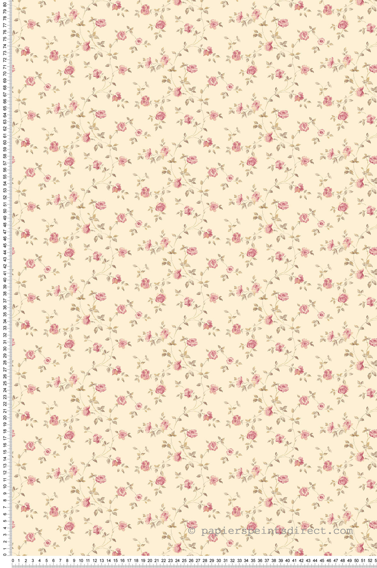 Papier peint fleurs Rosier Grimpant beige/rose - Miniatures de Lutèce | Réf. LTC-G67888