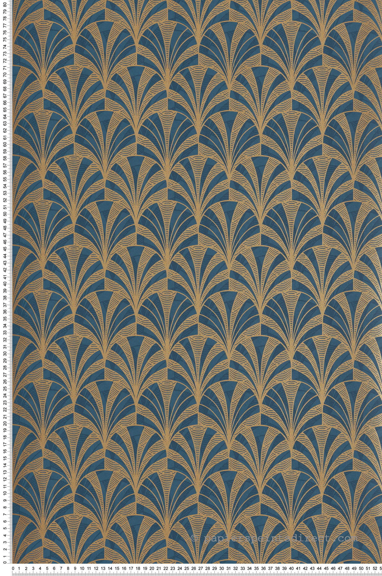 Papier peint Art Déco Palmette bleu - 1930 de Casadéco | Réf. MNCT85736313