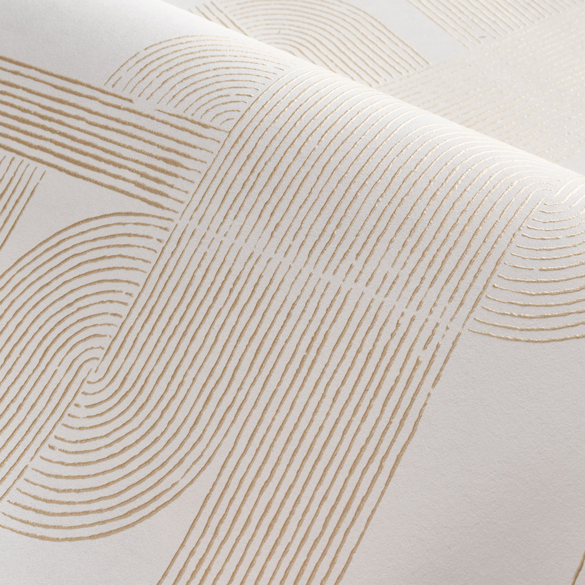 Papier peint Graphique Hector blanc doré - Square Jasmin de Casamance | Réf. CAS-75701222