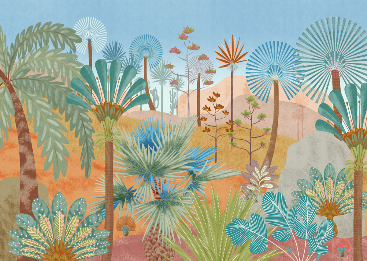 Papier peint panoramique Colinas Désert Tropical bleu - Seasons de Komar
