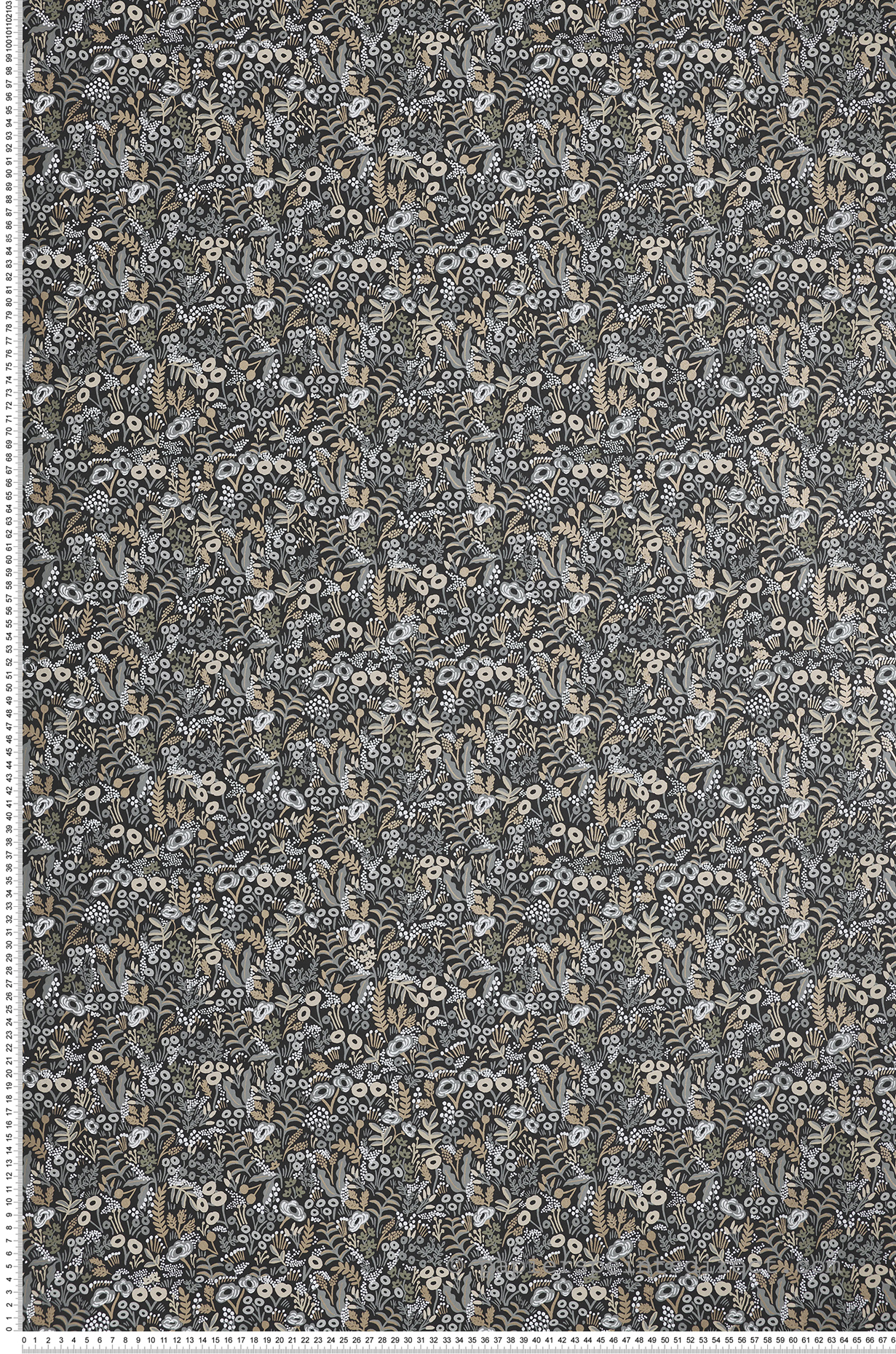 Papier peint Parterre de Fleurs Tapestry gris - Rifle Paper Co. d'Initiales | Réf. INI-RI5125