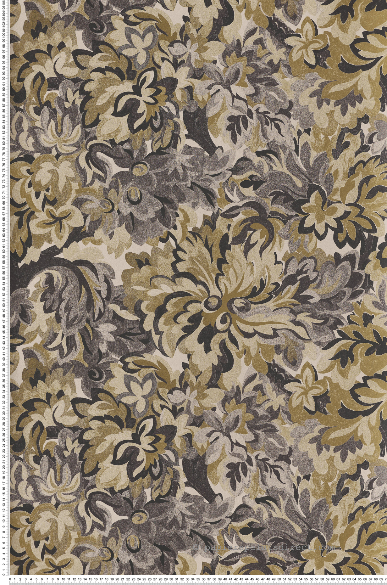 Papier peint Feuillage Graphique Idilia kaki beige - Rhapsody de Masureel | Réf. MAS-RHA002