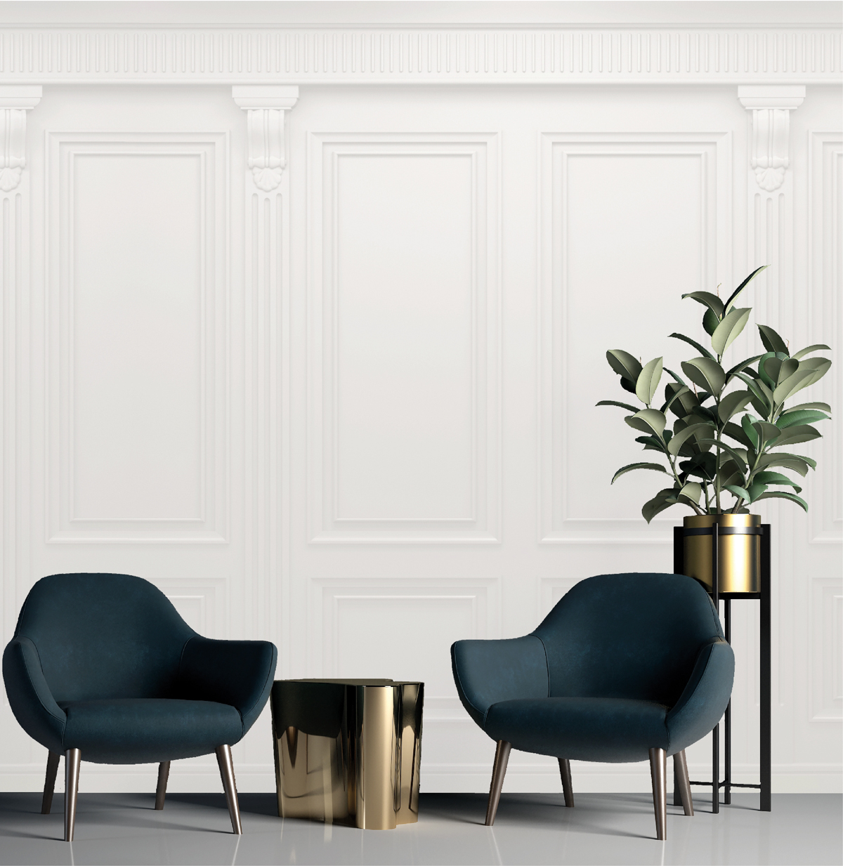 Papier peint panoramique Moulures Haussmanniennes blanc - Reality 4 de Lutèce | Réf. LTC-51221500