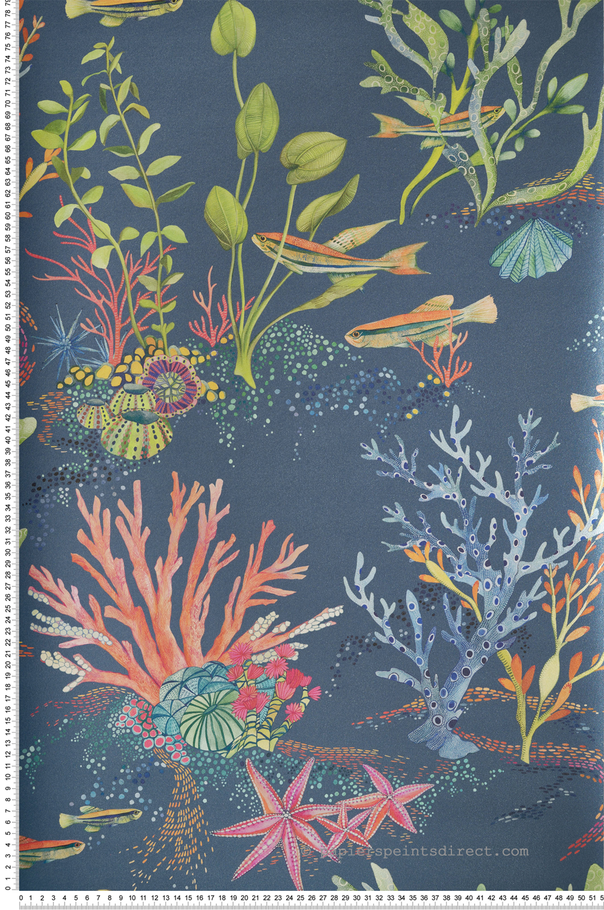 Papier peint Aquarium Coralline bleu marine nacré - Lamorran d'Osborne & Little | Réf. OSB-W7682-03