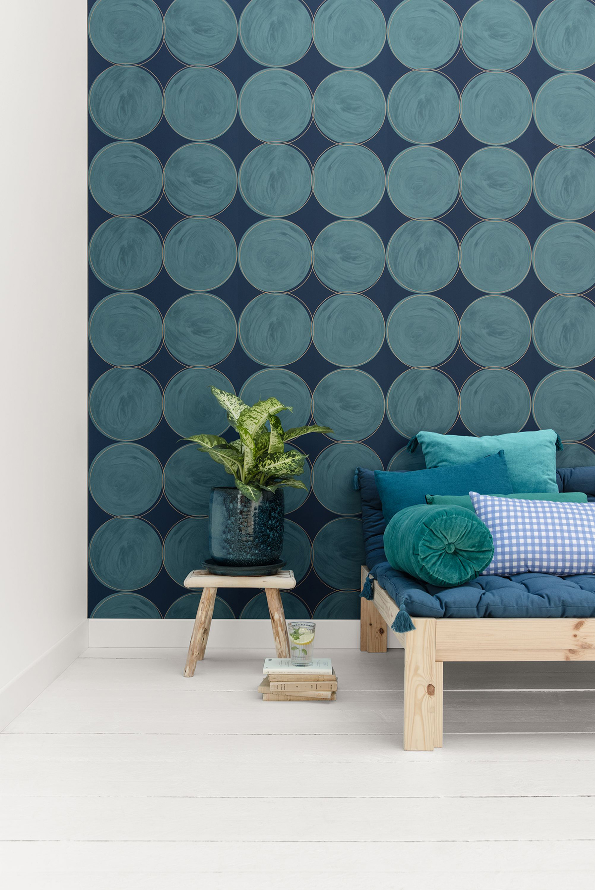 Papier peint Cercle Double All Around canard et doré - Around de Casélio | Réf. ARN102886126