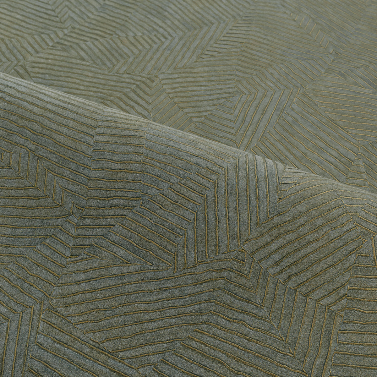 Papier peint Faux Uni Soroa vert impérial - Végétal de Casamance AMBV | Réf. CAS-74091078