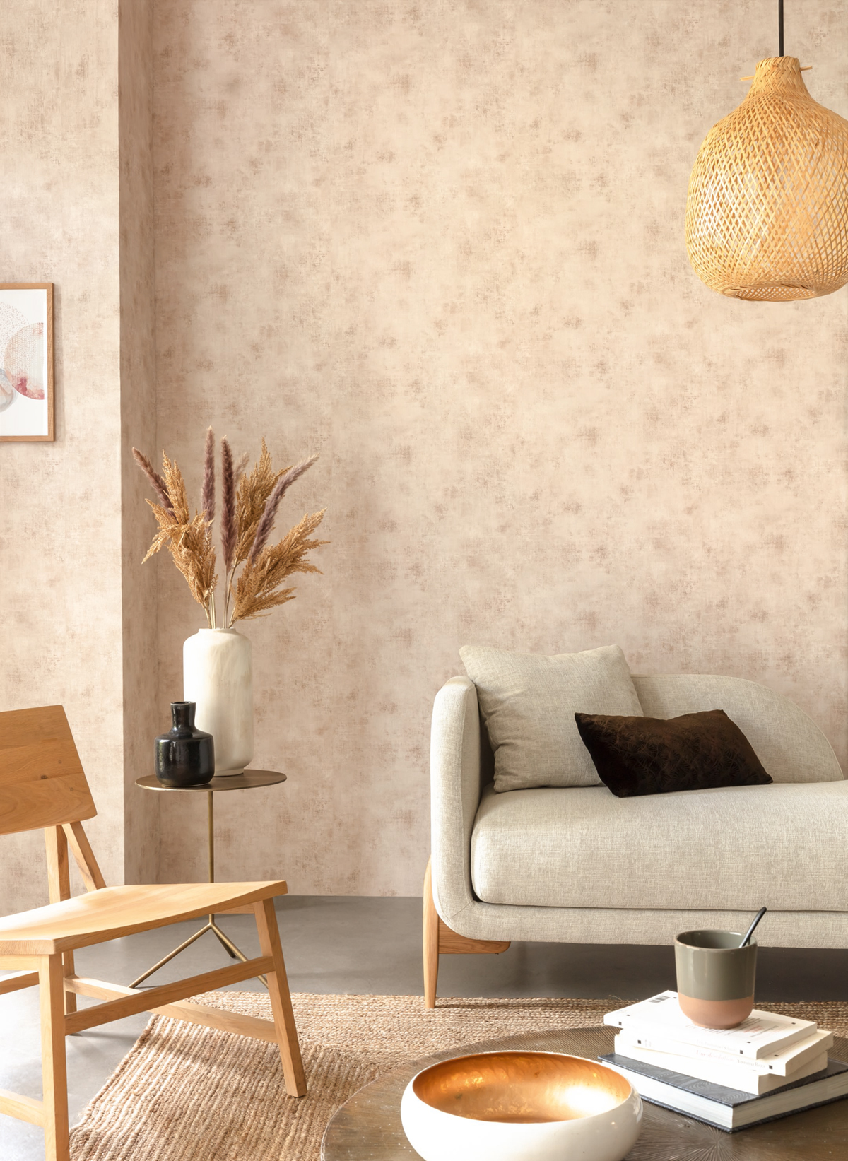 Papier peint Faux uni beige rosé - Telas 2 de Casélio | AMB Ref. TEL102071480